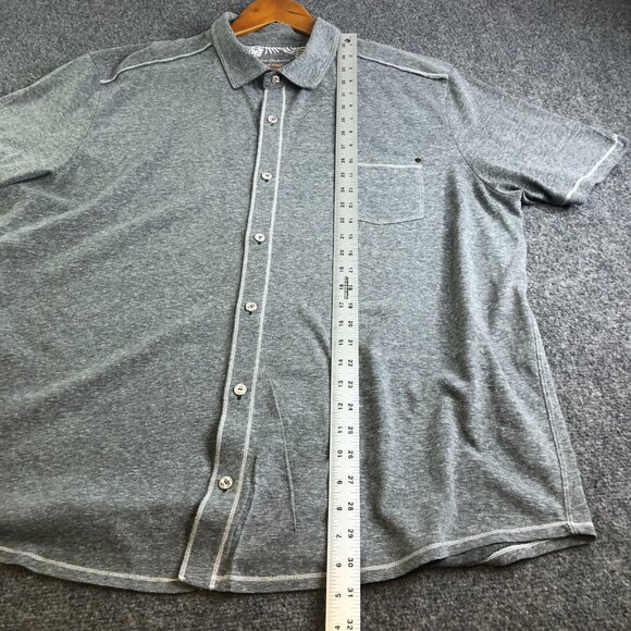 Tommy Bahama Polo Shirt Mens 2XL Gray IslandZone Performance Short Sleeve Button - Picture 7 of 11